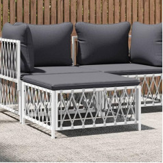 Homgoday Sodo pėdkelnės su balta austo audinio pagalvėle Sofa lova Svetainės sofos Sofos Lauko sodo svetainė Lauko svetainė Terasa Lauko