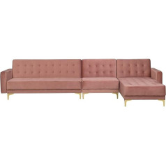 Beliani Modulinė sofa aksomo audinio miego funkcija rožinė kairė pusė Aberdynas
