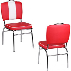 Kadima Design Valgomojo kėdė dirbtinės odos amerikietiška retro raudona balta kėdė minkšta