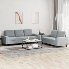 Homgoday 2 dalių sofos komplektas Svetainės sofa sofa su atlošu Lounge sofa Minkšta sofa Svečių sofa sofos komplektas Šiuolaikiniai svetainės baldai gyvenamajam kambariui, biurui, miegamajam Šviesiai pilkas audinys