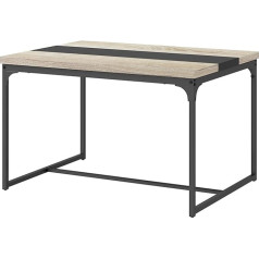 Homcom 6 vietų valgomojo stalas Virtuvės stalas Pramoninio stiliaus juodas metalinis medinis 120 x 89 x 75,5 cm (D x Š x V)