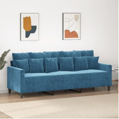 LAPOOH 359322 3-vietė sofa, mėlyna, 180 cm, aksomas, svetainės sofa, Sofos ir kušetės, Poilsio sofa, Svetainės sofa, 180 cm
