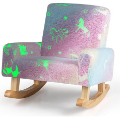 Costway Vaikiška supamoji kėdutė, tamsoje šviečianti vaikiška sofa, vaikiška kėdutė, paminkštinta iš flanelinio audinio, su atlošu ir porankiais, vaikiška žaidimų sofa vaikams nuo 3 metų