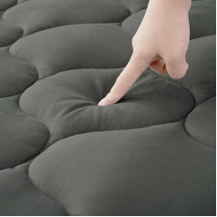 Duanduan Čiužinio užvalkalas 180 x 200 cm ant 2 asmenų čiužinio, 38 cm aukščio, dygsniuotas mikropluošto čiužinio užvalkalas, kvėpuojantis, tamsiai pilkas