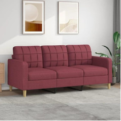 Chaduof 3 vietų sofa Vyno raudona 180 cm audinio sofa Svetainė Jaunimo sofa Atsipalaiduoti sofos ir sofos Miegamojo sofa Jaunimo vaikų kambarys