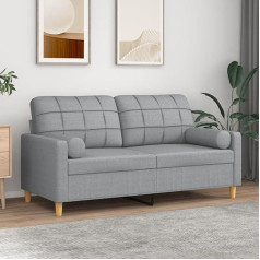 ZEYUAN 3200782 2-vietė sofa su dekoratyvinėmis pagalvėlėmis šviesiai pilka 140 cm audinys, Sofos ir kušetės, Sofa svetainė, Sofa paauglių kambariui, Sofa poilsiui, Sofa miegamajam, Miegamojo sofa, Minkšta sofa