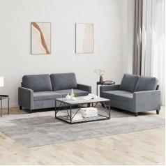 Homgoday 2 dalių sofos komplektas su pagalvėlėmis Gyvenamasis kambarys Sofa Sofa Lounge Sofa Dvigulė sofa Dizainas Sofa Sofa Komplektas Sėdynės baldai gyvenamajam kambariui Biuras Tamsiai pilkas aksomas
