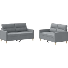Tidyard 2-TLG. Sofos komplektas Sofa-lovas Svetainės sofa Dizaino sofa Minkšti baldai Sėdimieji baldai Sofa-lova su pagalvėlėmis Šviesiai pilkas audinys