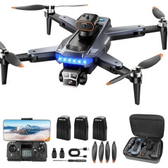 HYTOBP P17 GPS dronas su kamera 4K suaugusiems, dronas 4K GPS su bešepetėliniu varikliu, 3 baterijos, 5G WiFi transliacija, FPV RC dronai su 3 kameromis, Follow Me, automatinis grįžimas, iki 249 g