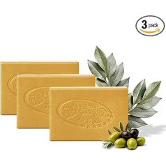 Originalus Alepo muilas su 70 % laurų aliejaus ir 30 % alyvuogių aliejaus - 3 Alepo muilai po 125 g - muilas veidui, rankoms, kūnui ir plaukams - rankų darbo tradicinis Turkijos receptas