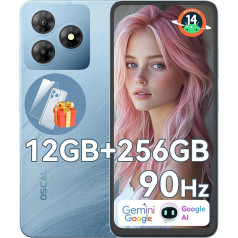 OSCAL Flat 2 Android 14 išmanusis telefonas be sutarties 256GB + 12GB/2TB TF, aštuonių branduolių mobilusis telefonas 90Hz 6,56 colių HD+, mobilieji telefonai be sutarties 5000mAh/OTG, išmanusis telefonas 13MP + 8MP, veidas