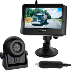 Atbulinės eigos kameros rinkinys su monitoriumi, belaidė atbulinės eigos atbulinės eigos kamera IP68 vandeniui atspari naktinio matymo kamera su 4,3 colių LCD monitoriumi, skirta lengviesiems automobiliams, sunkvežimiams, visureigiams, kemperiams