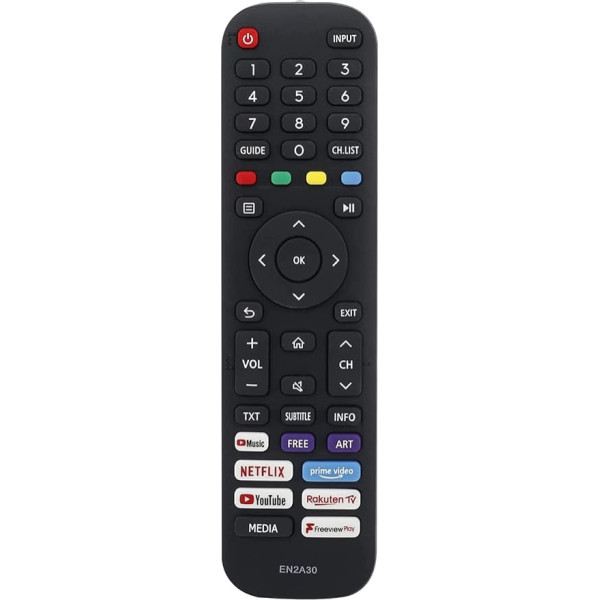 EN2A30 HT266544 Universal-Fernbedienung kompatibel für Hisense Smart TV 43AE7400FTUK 50AE7400FTUK 55AE7400F 55AE7400FTUK 65AE7400FTUK 65AE7400FTUK 32A4GTUK 40A4GTUK