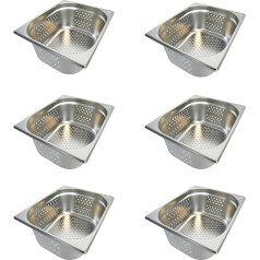 AcMax GN 1/2 Gastronorm konteineriai iš nerūdijančio plieno, 9,5 litro, gylis 150 mm, perforuoti, 6 vnt.