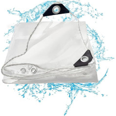 Transparente strapazierfähige Abdeckplane, wasserdicht, 420 g/m², PVC-Vinyl, transparente Plane mit Ösen, winddicht, für den Außenbereich, Balkon, transparente Plane, Stall, reißfest, für Garten,