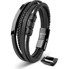 SERASAR Premium Lederarmband für Männer in Schwarz | Magnetverschluss aus Edelstahl in Schwarz, Silber & Gold | Inklusive Schmuckschachtel | Tolle Geschenkidee