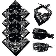 TUONYIS Bandana Skull Bandana Unisex Paisley Pattern Pirate Bandana Head Scarf Neck Gaiter Stylish Cowboy Headband Handkerchief Bib Party Face Covering Headwear for