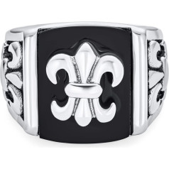Bling Juvelyriniai dirbiniai Asmeninis didelis pareiškimas Viduramžių religinės Antikvarinis Vikingų Maltase Fleur De Lis Kryžius Kvadratinis Signet Band žiedas vyrams Oksiduotas sidabro tonas nerūdijančio plieno