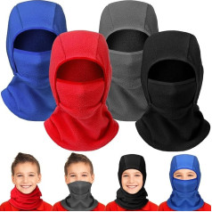 Sintege 4 Vaikų Balaclava Balaclava Šiltas Fleece veido kepurės Vėjo atsparios žiemos slidinėjimo kaukės