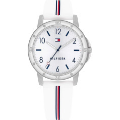 Tommy Hilfiger mergaičių analoginis kvarcinis laikrodis su silikoniniu dirželiu 1720014, baltas, kaspinas