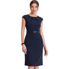 Allegra K Moterų Sleeveless Crew kaklo dangtelis rankovės diržas Elegantiškas apvalkalas suknelė