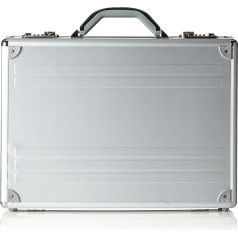 ALUMAXX Kronos 45131 Laptop Attaché Case Silver Aliuminio portfelis su 17 colių nešiojamojo kompiuterio skyriumi Dokumentų dėklas Apie 34,5 x 46 x 12 cm Pritvirtintas dėklas Silver, silver, briefcase
