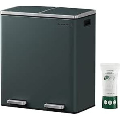 SONGMICS virtuvės šiukšliadėžė, dūmų pilka, 60 l