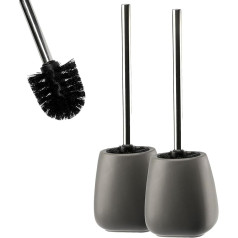 KADAX Pastello serijos tualeto šepetys ir talpykla, tualeto šepetys su ilgesne rankena, keraminis tualeto šepetys, 12 x 36 cm, švaraus tualeto šepetėlių rinkinys, pastelinė serija (antracito spalvos, 2 vnt.)