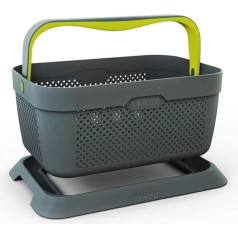 LANCO 21 litro talpos tvirtas pirkinių krepšys su neslystančiu batų laikikliu (ergonomiška sulankstoma rankena, plaunama, neslystanti, 12 kg talpa, 94 % perdirbto plastiko), juodas
