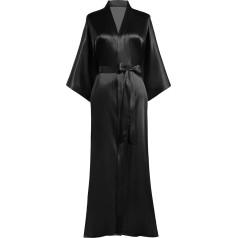 Prodesign Moterų chalatas Satino Kimono ilgas su diržu Paprastas miego drabužis Lengvas miego chalatas