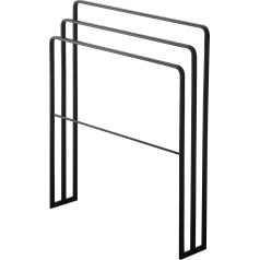 Yamazaki 4980 TOWER Vonios rankšluosčių laikiklis su trimis bėgeliais, juodas plienas, minimalistinis 70 x 14 x 81 cm