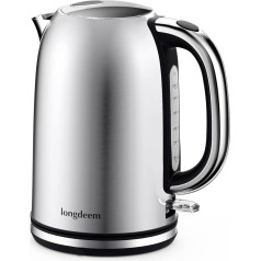 LONGDEEM Medern Collection Metalinis virdulys Pavasarinis dangtis Šviesos indikatorius Talpa su kontrolės indikatoriumi Nerūdijančio plieno Pirouette bazė 2200 W