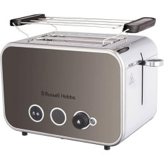 Russell Hobbs Distinctions 26432-56 Skrudintuvas 2 riekelėms iš nerūdijančio plieno ir titano (itin platūs skrudinimo lizdai, įskaitant bandelių priedą, 6 skrudinimo lygiai + atšildymo ir pakartotinio pašildymo funkcija, 