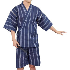 Vyriškas kimono Japonijos Jinbei marškiniai ir kelnės Medvilniniai lininiai drabužiai Loungewear Lounge Set Spa chalatas, 3 stilius, įvairiaspalvis, vienas dydis, įvairiaspalvis
