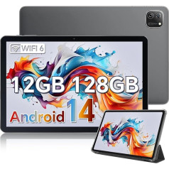 OSCAL Android 14 Tabletė 10 colių Pad 70 WiFi, 12GB RAM + 128GB ROM (2TB TF) Tabletė, akių priežiūros režimas, 6580 mAh/WiFi6/Type-C/ 3,5 mm lizdas/Bluetooth 5.0/Widevine L1/Doppia Photo Camera/GMS/Modalità PC