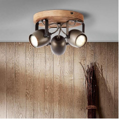 Retro lubų prožektorius Dimmable 3-Bulb LED lubų prožektorius Swivelling 3x GU10 Max. 20 vatų metalinis juodas