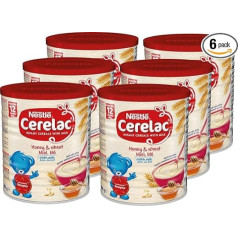 Nestlé CERELAC pieniška grūdų košė su medumi - pasaulinė kūdikių košė Nr. 1, nuo 12 mėnesių, 6 vnt. (6 x 400 g)