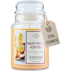 Purple River Candle Didelė kvapioji žvakė stiklinėje su dangteliu | Vaisių persikų ledinė arbata | Kvapnioji žvakė 