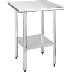 Hally Sinks & Tables H 24 x 24 colių nerūdijančio plieno 24 x 24 colių stalas su lentyna ir cinkuotomis kojomis, skirtas restoranams, namams ir viešbučiams