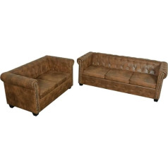 Wrjenfsc Svetainės sofa Svetainės sofa Svečių sofa lova Chesterfield sofos 2 ir 3 vietų rudos spalvos tinka konferencijų kambariui, kabinetui, svetainei
