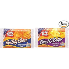 3 x Jolly Time The Big Cheez 100 g, 3 x Jolly Time Blast O Butter 100 g ir 3 x Jolly Time The Big Cheez 100 g popkornų užkandžiai