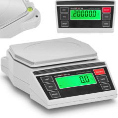 Tikslios laboratorinės juvelyrinės LCD svarstyklės 2-20000 g / 0,1 g
