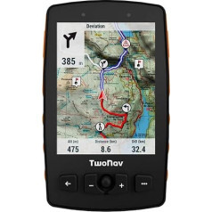 TwoNav Aventura 2 Plus Lauko rankinis GPS su 3,7 colio plačiaekraniu mygtukais ir valdymo svirtimi, skirtas alpinizmui, žygiams, žygiams pėsčiomis arba navigacijai su žemėlapiais. Spalva: Oranžinė