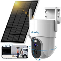 4MP QHD Saulės stebėjimo kamera Lauko Saulės nicezing 355°/95° PTZ kamera Stebėjimo kamera Lauko baterija 15000 mAh, 5W saulės baterijos, spalvotas naktinis matymas, Humanoidų aptikimas / PIR aptikimas, IP67