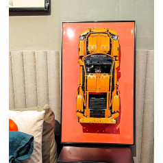 icuanuty Sieninė lenta LEGO 42056 Technic Porsche 911 GT3 RS, dekoratyviniai paveikslai suaugusiesiems, Lego modelio automobilio sieninė lenta, dovanos Lego mėgėjams, dydis: 75 x 45 cm