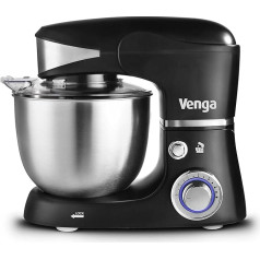 Venga! Virtuvinis kombainas, 5 l nerūdijančio plieno dubuo, keturi priedai, receptų knyga, 1000 W, juodas, VG M 3014