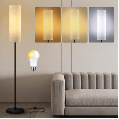 Hzitcigm Svetainės grindų lempa, LED grindų lempa su 3 spalvų temperatūromis, 12 W E27 grindų lempa, moderni skaitymo lempa su lininiu gaubtu ir kojiniu jungikliu, retro LED grindų lempa miegamajam, 175 cm
