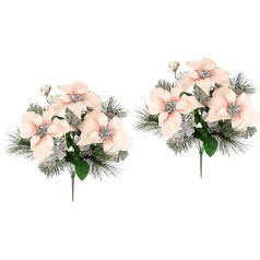 Dirbtinių gėlių puokštė Poinsettia Eukaliptų uogos Eglės šakos 2 rinkiniai 45 cm Poinsettia Advento žvaigždė Dirbtinė Kalėdų puokštė X'Mas Kalėdų dekoracijos Gėlės Gėlių dekoracijos Dekoratyvinės