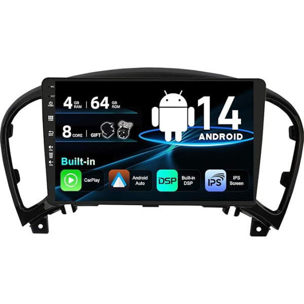 SXAUTO Android 13 IPS automobilinis radijas, tinkamas Nissan Juke J15 / YF15 Infiniti ESQ (2010-2019) - Integruotas Carplay/Android Car/DSP - LED kamera + mikrofonas - 4G + 64G - DAB 360-CAM SWC Fast Boot - 2 DIN 9 colių