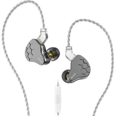 KINBOOFI KBEAR Lark In-Ear Monitor 1BA 1DD Hybrid Balance Armature HiFi ausinės, laidinės ausinės su metaliniu ir kompiuterio korpusu, 0,78 mm 2 kontaktų nuimamas kabelis (pilkos spalvos, su mikrofonu)